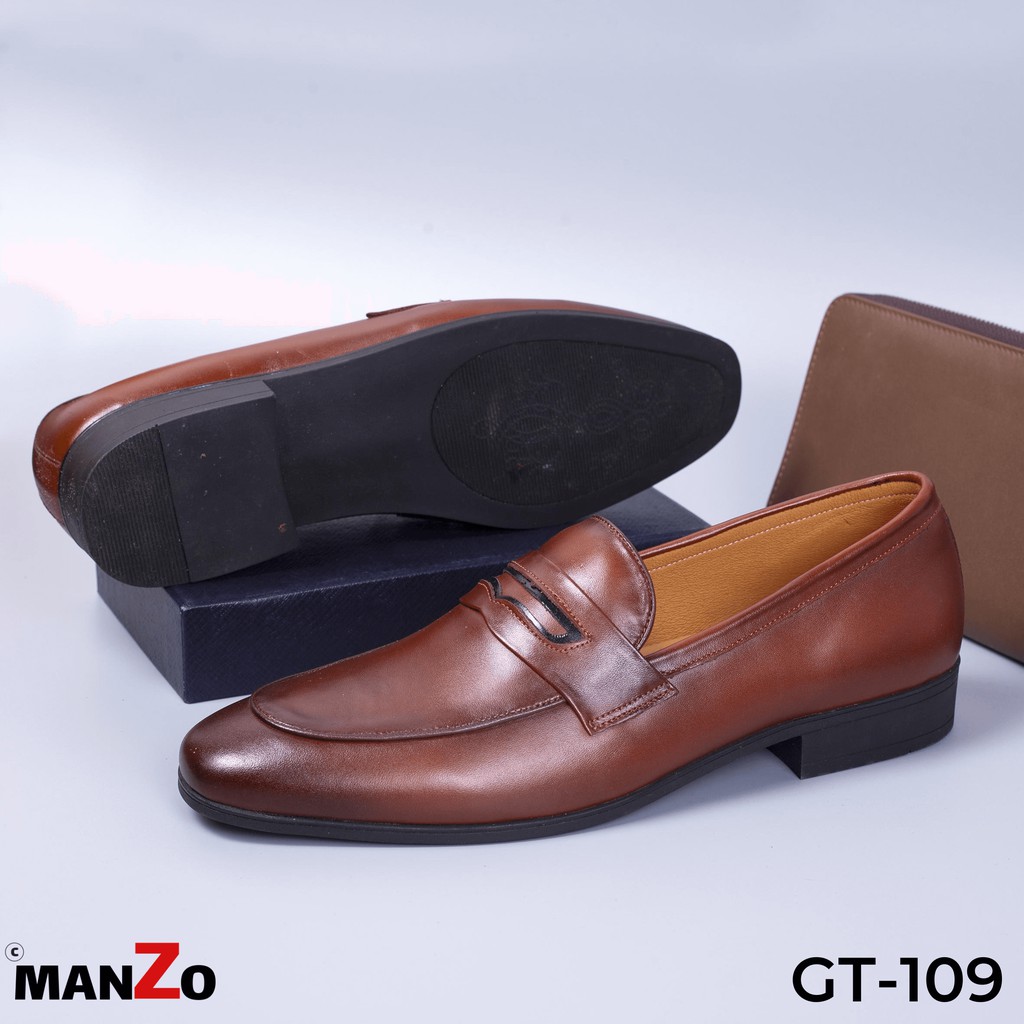 [BẢO HÀNH 12 THÁNG] Giày tây nam công sở da bò cao cấp màu nâu - Manzo GT 109