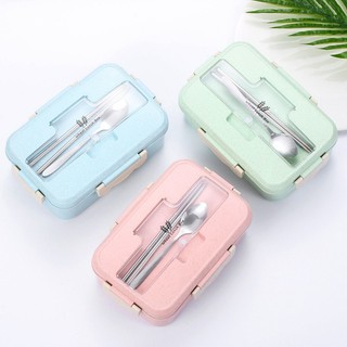 Combo hộp cơm lúa mạch kèm đũa thìa inox
