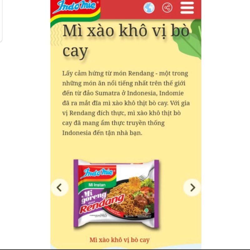 Mì xào khô indomie vị bò cay
