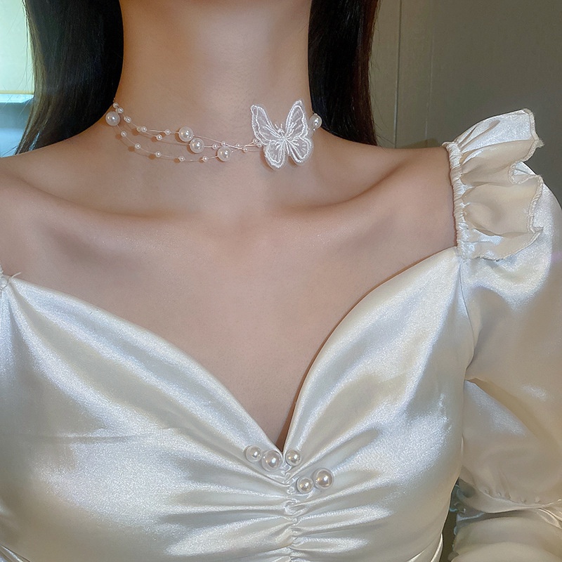Vòng cổ Chuỗi Dài Đính Ngọc Trai/Nơ/Hoa Thời Trang Cổ Điển Cho Nữ