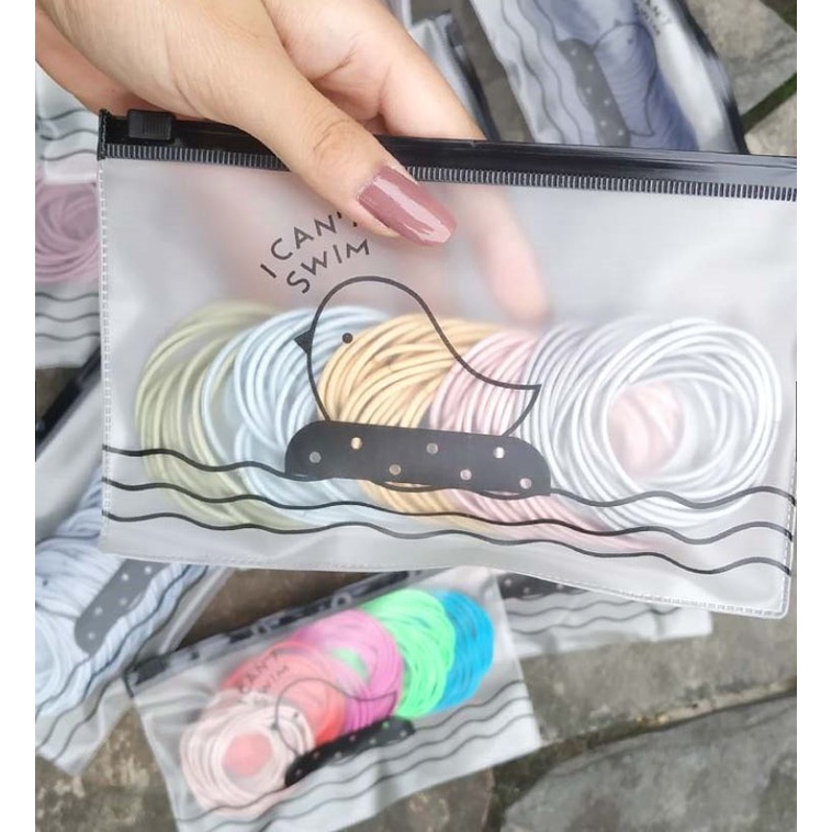 [Set 100] Túi 100 dây cao su buộc tóc co giãn màu trơn phong cách Hàn Quốc cho nữ