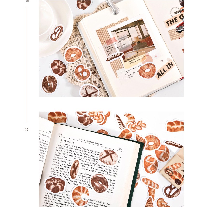 Hộp 45 miếng sticker mẫu bánh mì the bread