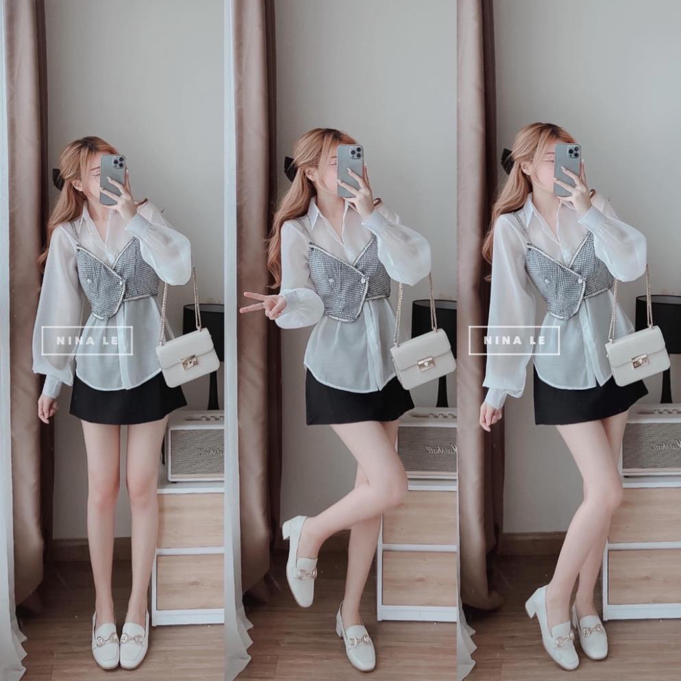 [ 𝐅𝐑𝐄𝐄 𝐒𝐇𝐈𝐏 ] SET SƠ MI GILE 3 MÓN KÈM CHÂN VÁY NGẮNDN630