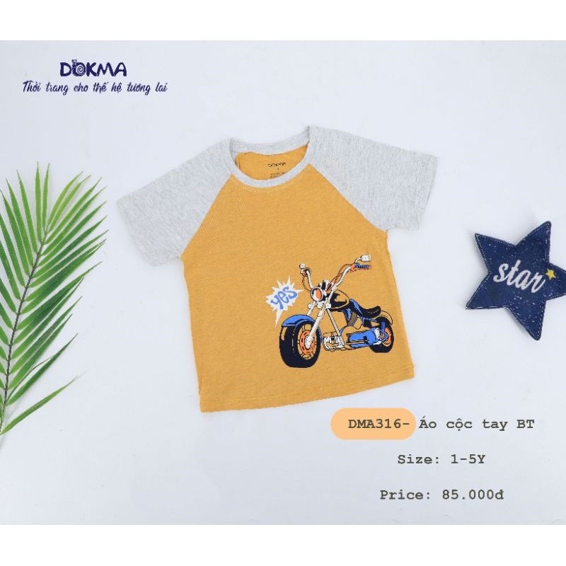 Áo cộc tay sợi tre bé trai Dokma DMA316 (Sz 1-5Y)