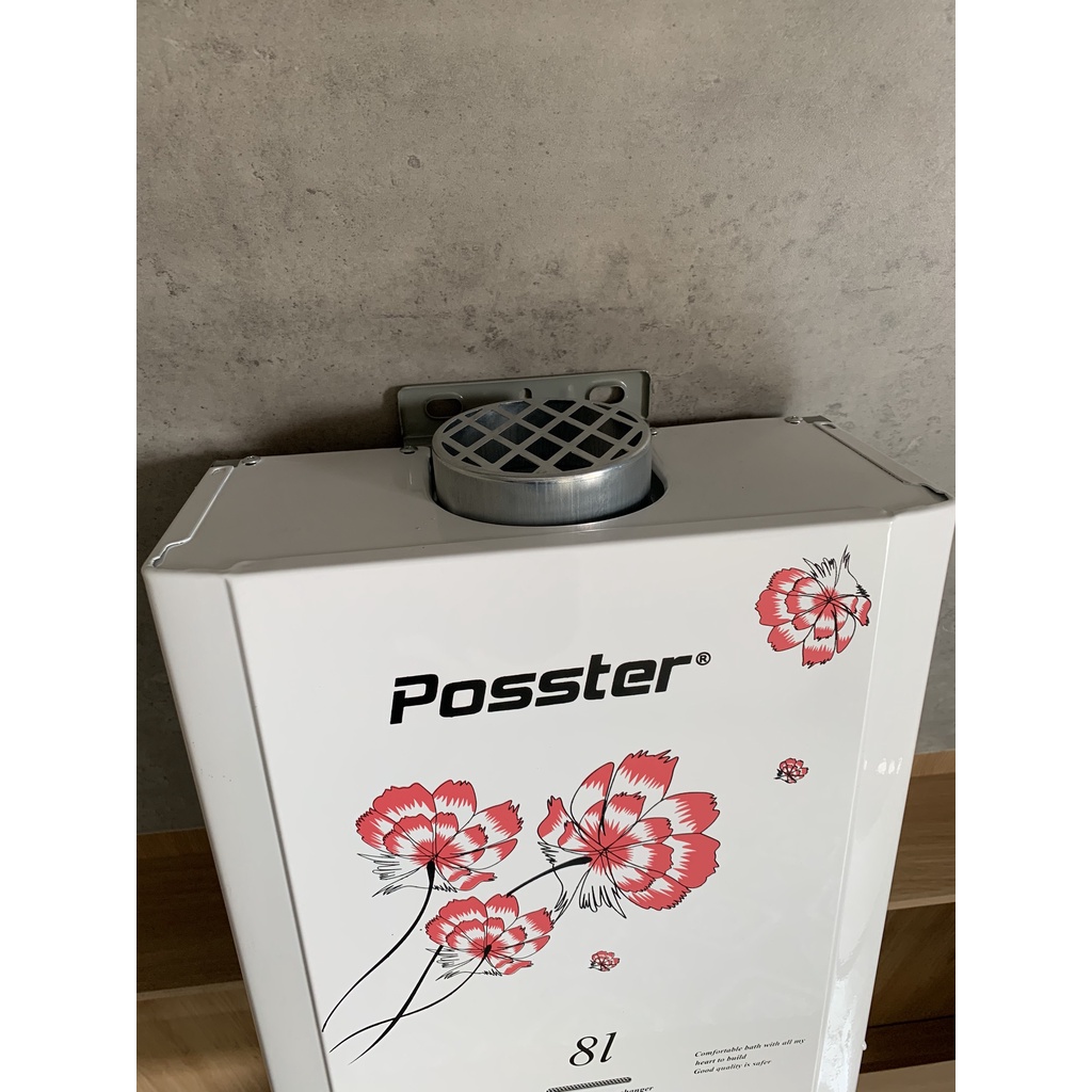 Bình tắm nóng lạnh bằng gas Posster đánh lửa không Máy tắm nước nóng lạnh cảm ứng nhiệt tự ngắt khi nhiệt độ quá cao