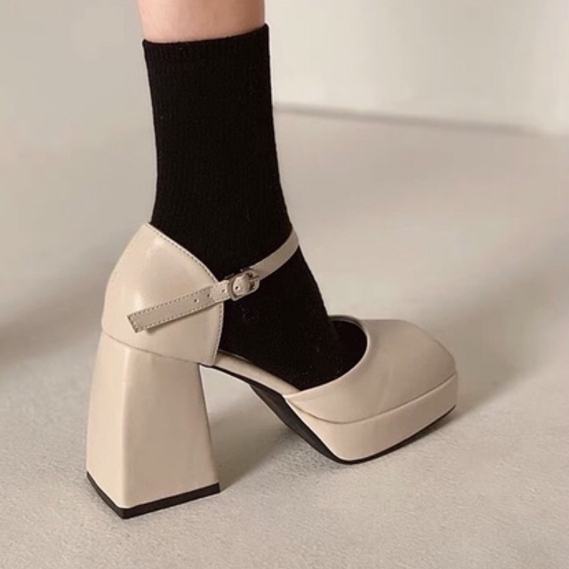 Giày mary jane sandal cài đế dày 9cm lolita phong cách vintage