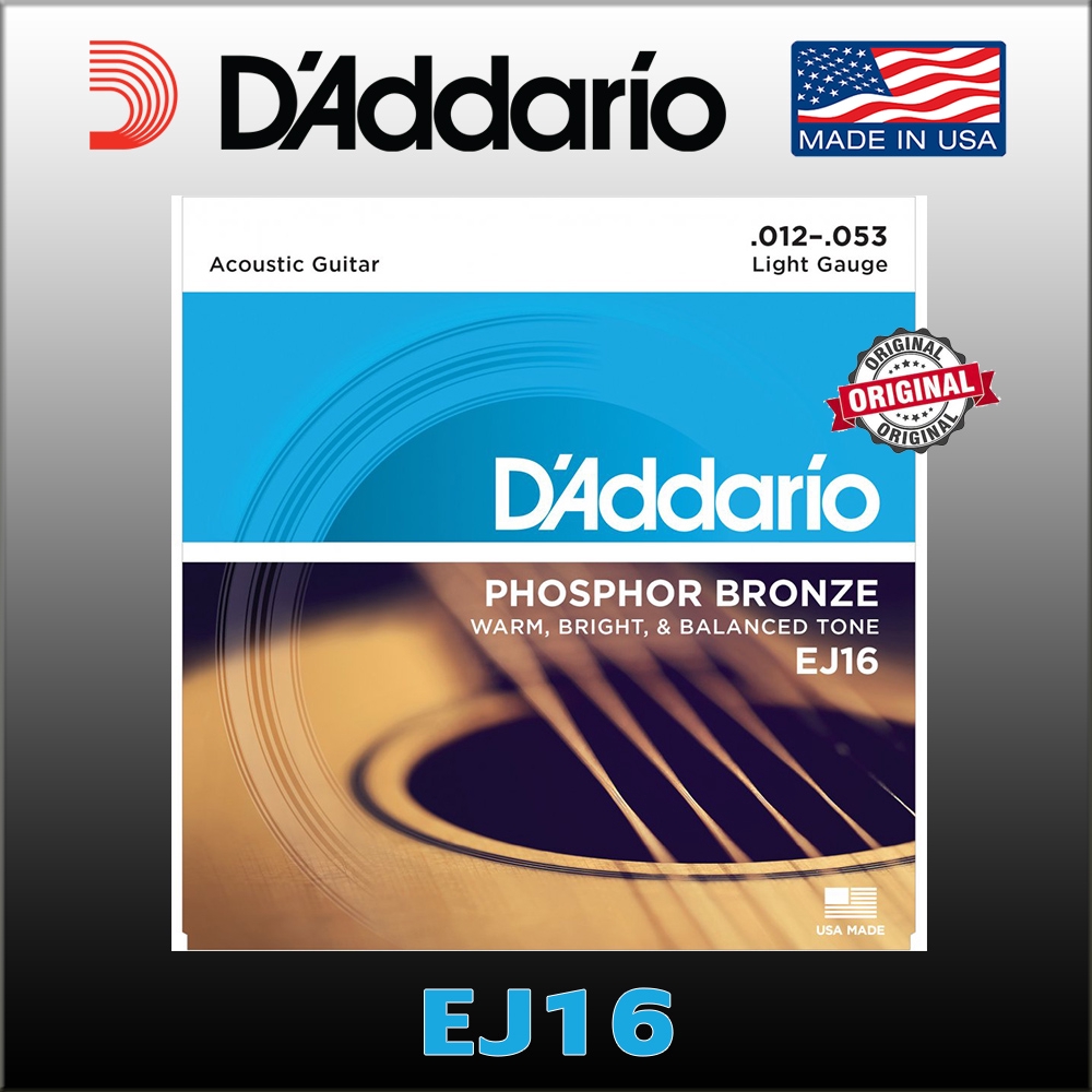 [Circulation1] D'ADDARIO DADDARIO EJ16 Dây đàn guitar acoustic bằng đồng phốt-pho 12-53 Light