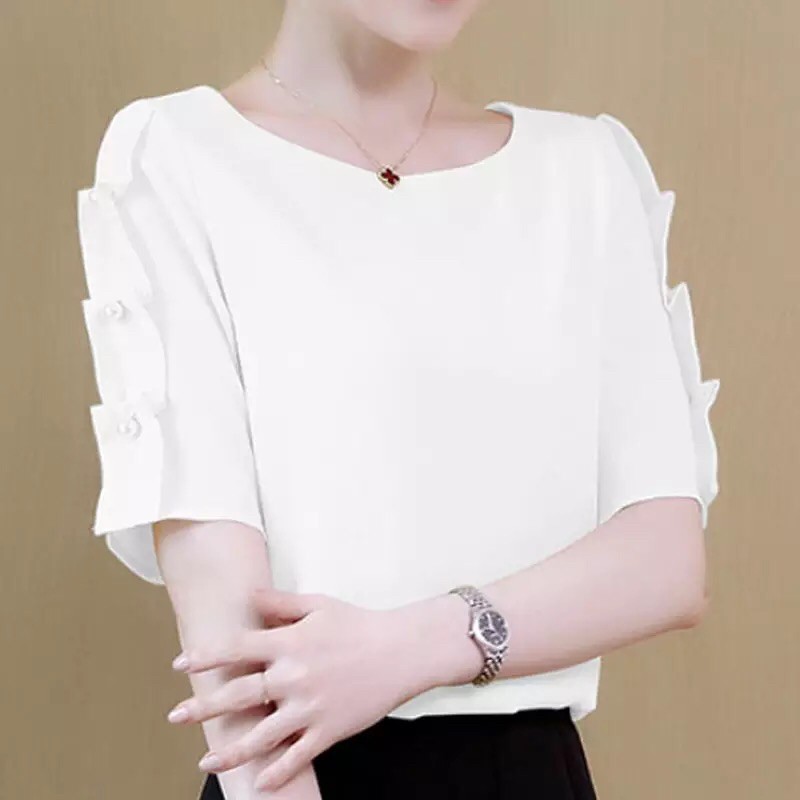 Áo Kiểu Nữ Cổ Tròn Tay Cách Điệu Siêu Xinh