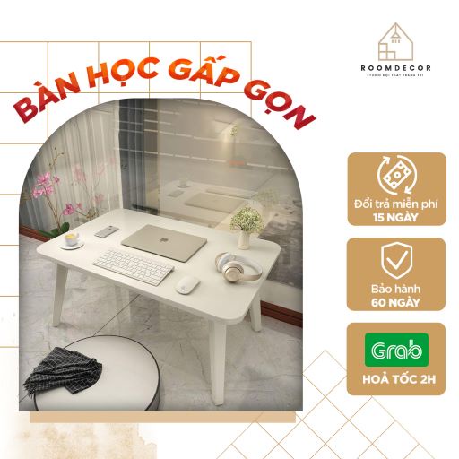 Bàn Làm Việc Gấp Gọn, Bàn Gập Để Laptop Decor Phòng Ngủ Roomdecor