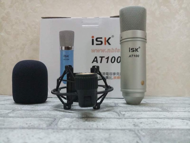  Trọn Bộ Thu Âm Livestream micro ISK AT100-card V10 có bluetooth tặng kèm tai ốp