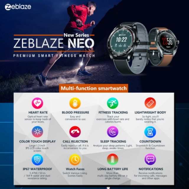 Cao Cấp  đồng hồ thông minh Smartwatch Zeblaze NEO