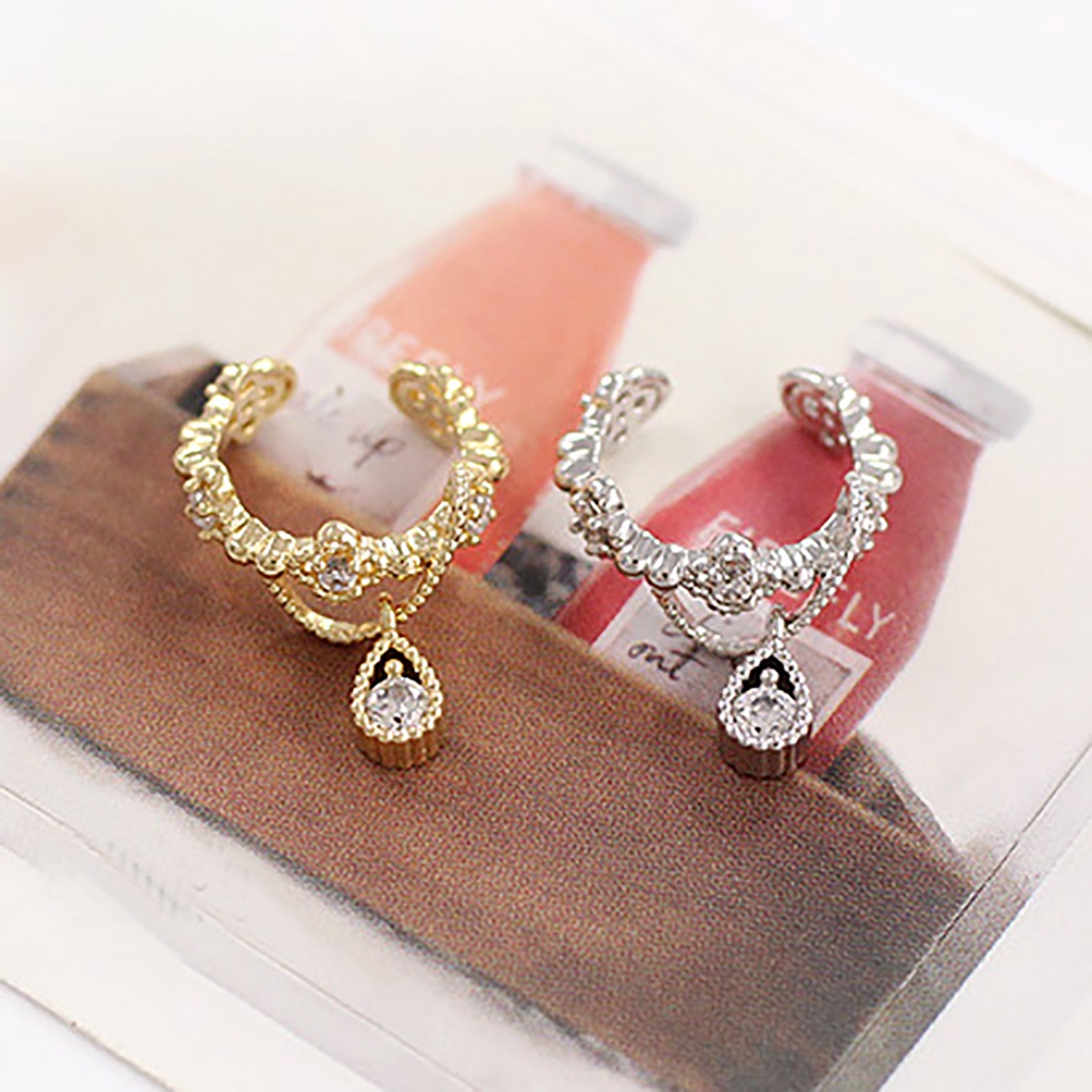 Khuyên kẹp vành tai không xỏ lỗ đính kim cương giả xinh xắn cho nữ