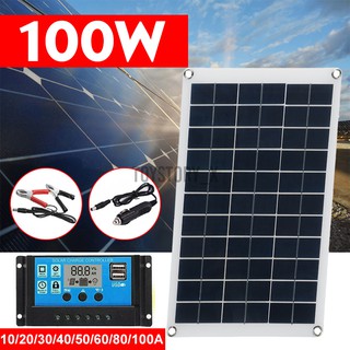 Tấm năng lượng mặt trời 100w sạc pin 12v 10-80a lcd đa năng có bộ điều khiển tiện dụng cho các thiết bị ngoài trời