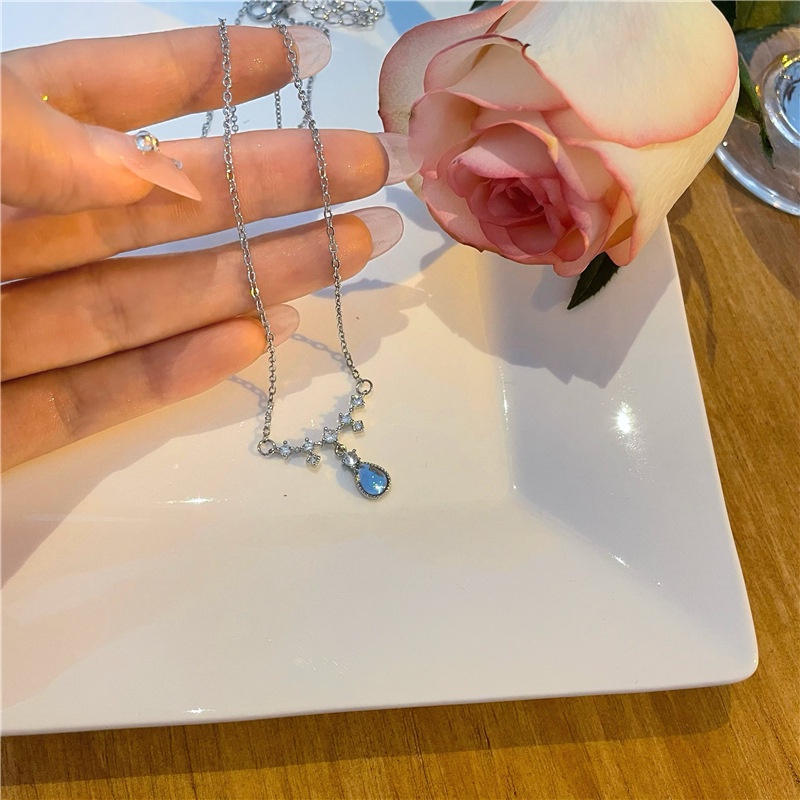 Vòng cổ Mặt Hình Giọt Nước Đính Đá Zircon Mặt Cười Thời Trang Hàn Quốc Thanh Lịch Cho Nữ