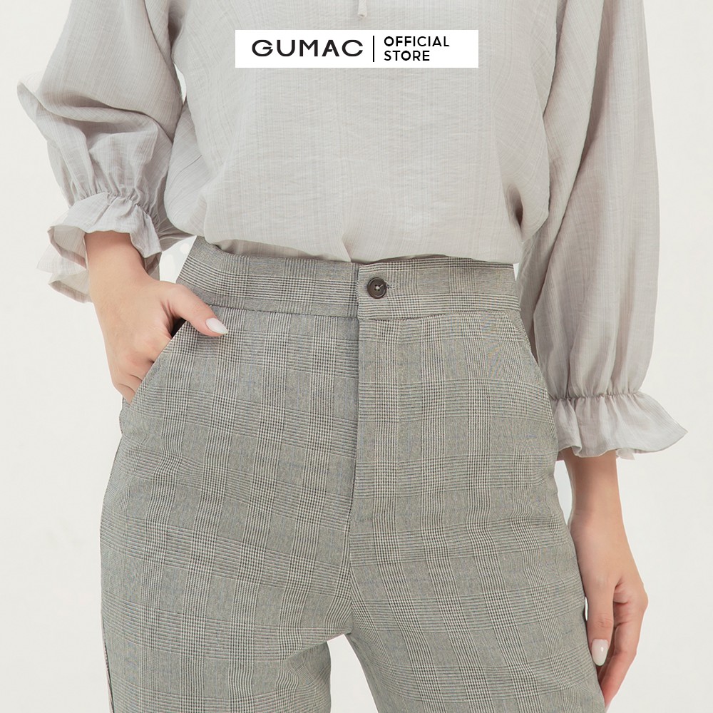 [Mã WABRGU72 giảm 10% tối đa 50k đơn 250k] Quần tây nữ họa tiết caro GUMAC thiết kế basic, đồ công sở thanh lịch QB338 | BigBuy360 - bigbuy360.vn