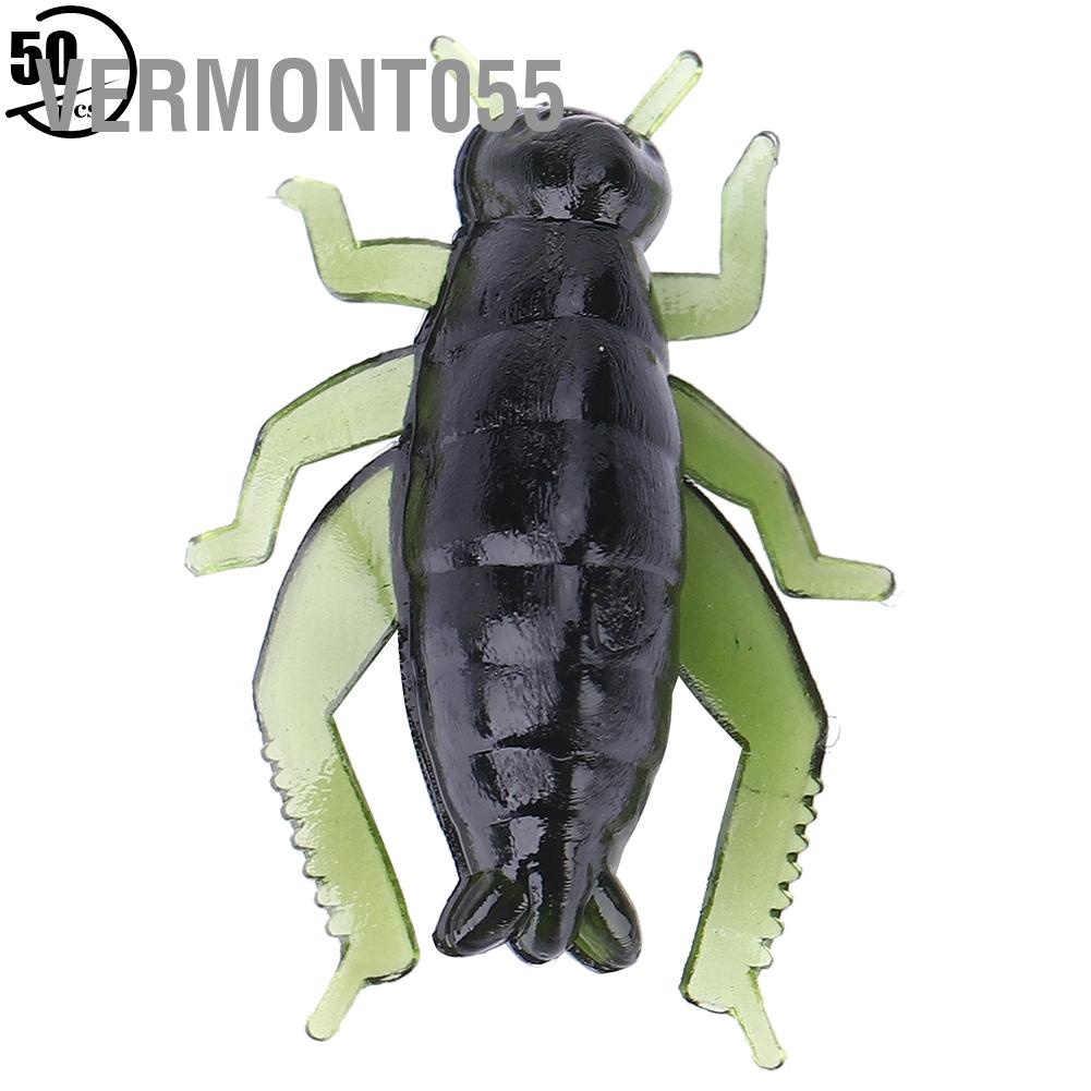 Vermont055 50 pcs Fishing Baits Fake Artificial Lure Green Soft Plastic Cricket Insects