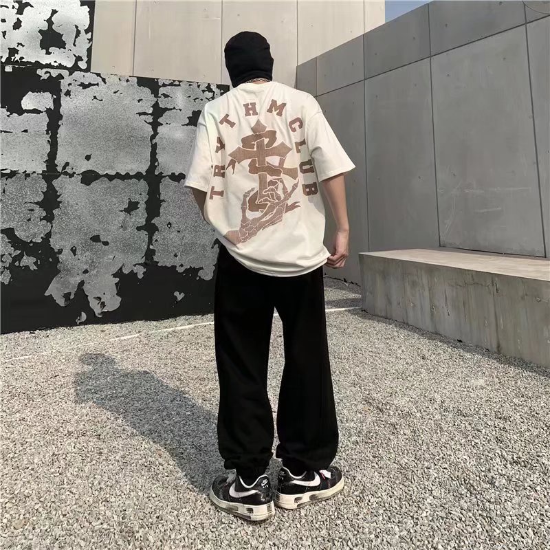 Áo Thun Tay Ngắn Dáng Rộng In Chữ Phong Cách Hip Hop Nhật Bản Thời Trang Mùa Hè Cho Nam Và Nữ Size M-5XL