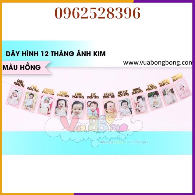 DÂY Khung Ảnh Ép Kim 12 Tháng Trang Trí Sinh Nhật Cho Bé