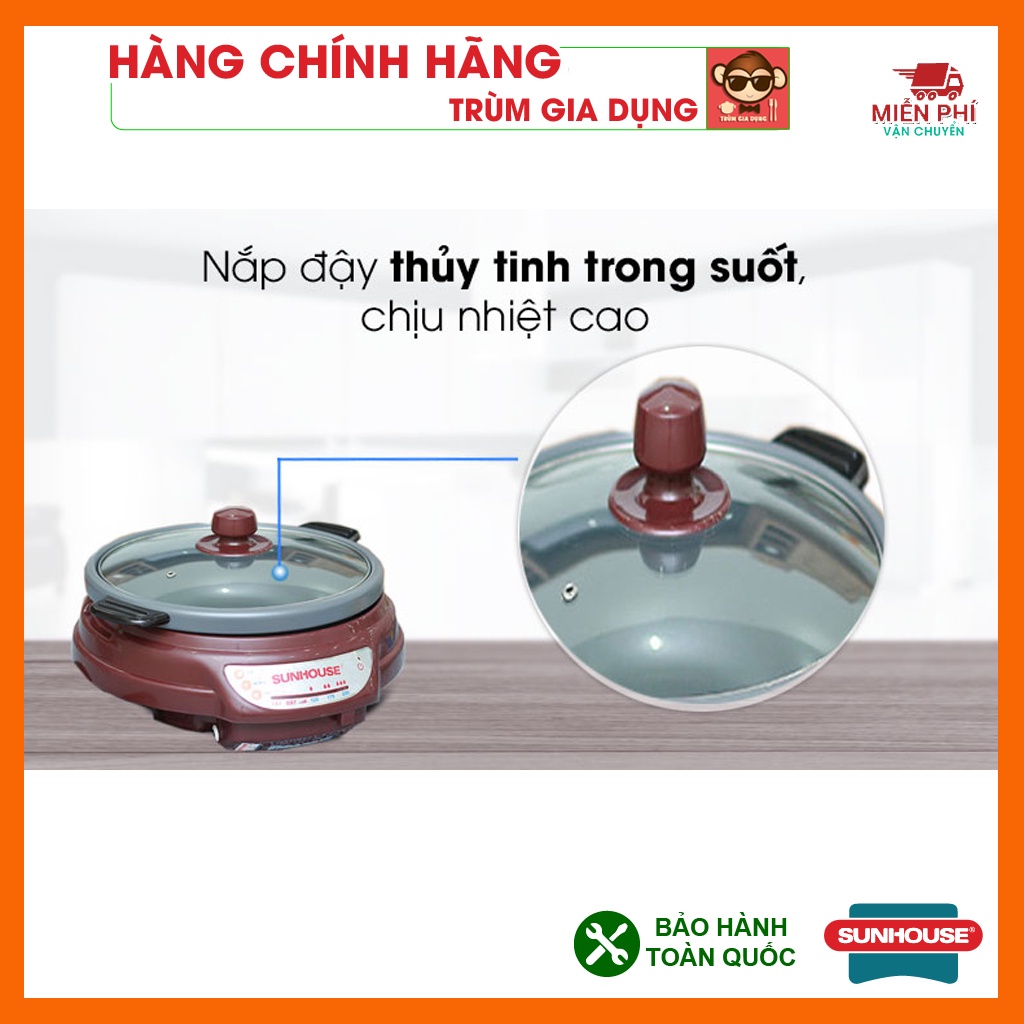 Nồi lẩu điện Sunhouse 3,5L SH535, Nồi lẩu Sunhouse SH535 bảo hành chính hãng toàn quốc 1 năm bởi Trùm Gia Dụng