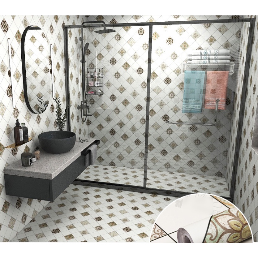 1 mét decal giấy dán nền dán sàn nhà Ô GẠCH HS2005