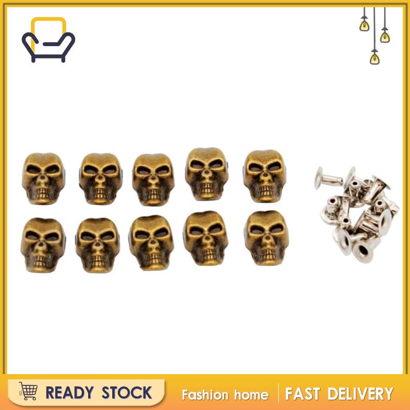 Set 10 Đinh Tán Kim Loại Hình Đầu Lâu Trang Trí Quần Áo / Túi Xách Happi2ness