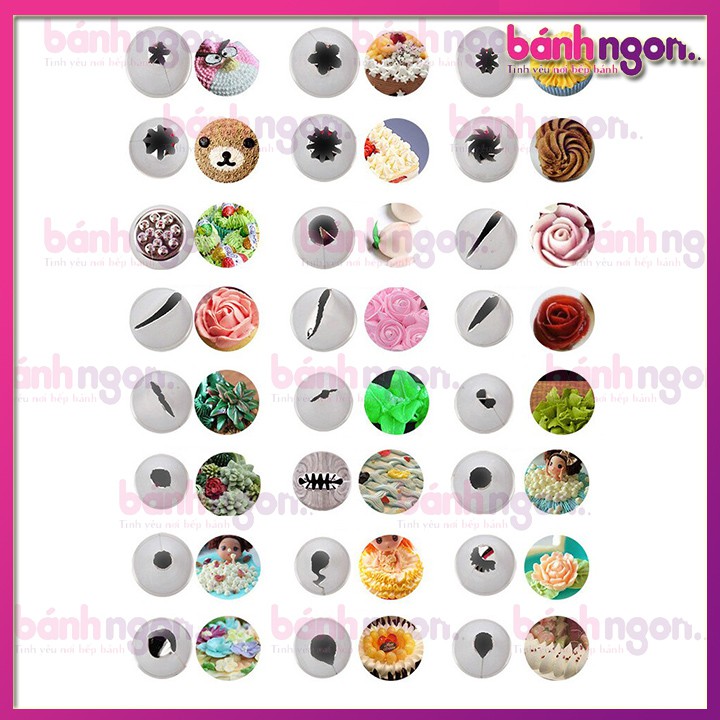 Bộ đui bắt bông kem cơ bản 24 chiếc size nhỏ + trung