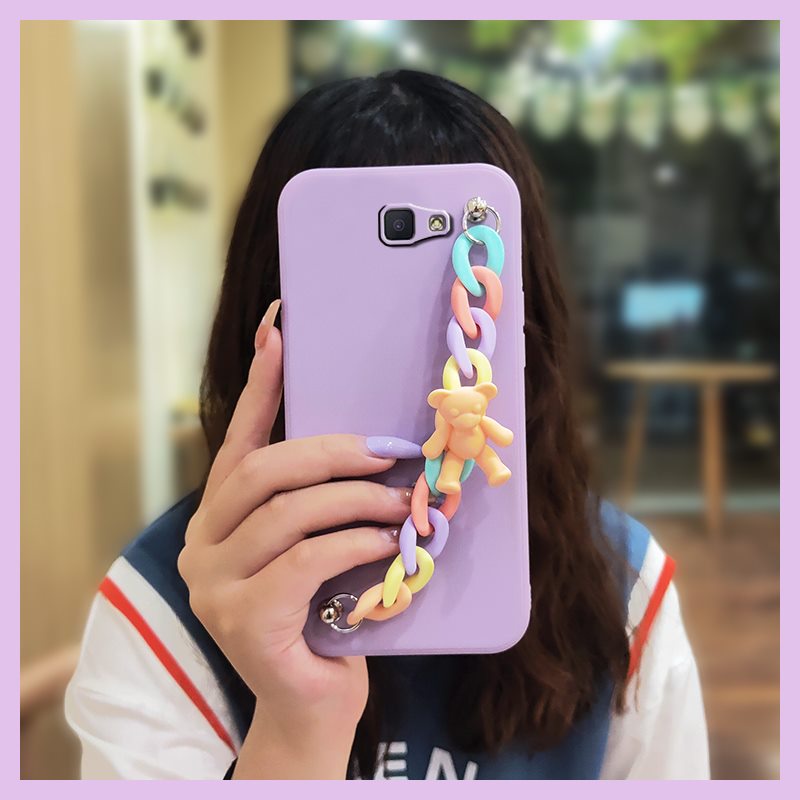 Camera all inclusive Bear bracelet Phone Case For Samsung Galaxy J7 Prime/2/2018/ON7 2016/G610F Skin-friendly feel Liquid silicone shell