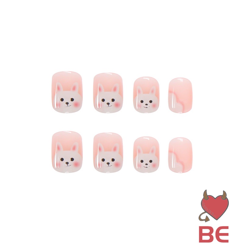 YADORNOS Set 24 móng tay giả họa tiết thỏ hoạt hình đáng yêu