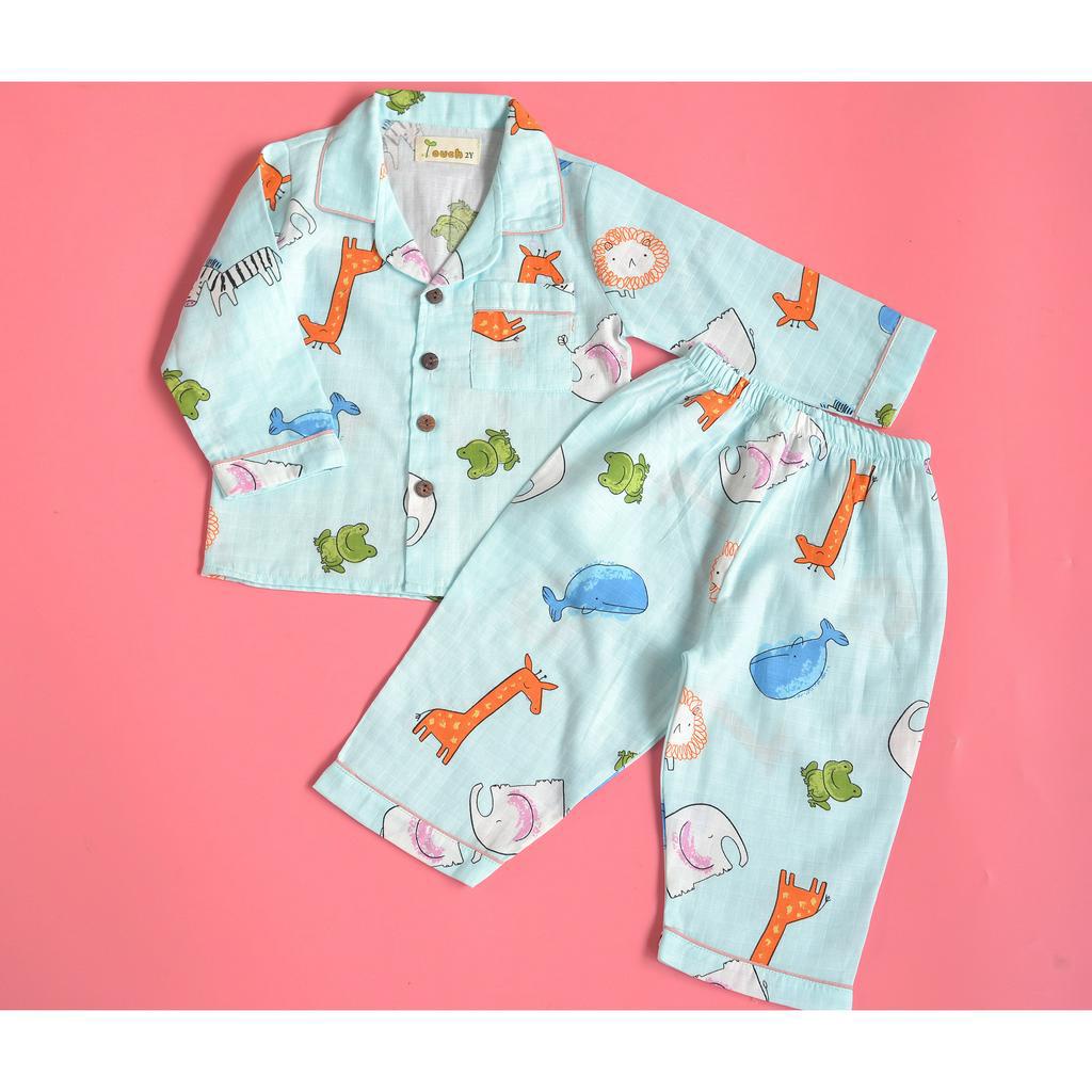 SALE Pyjama bé trai bé gái sở thú chất xô cotton mềm mát Touch