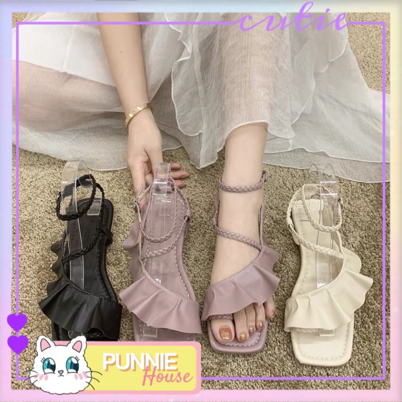 GIÀY SANDAL ĐẾ BỆT 🎀 QUẤN DÂY VIỀN BÈO 🎀 PHONG CÁCH VINTAGE ✨MANG ĐI DU LỊCH CỰC XINH XẮN DỄ THƯƠNG