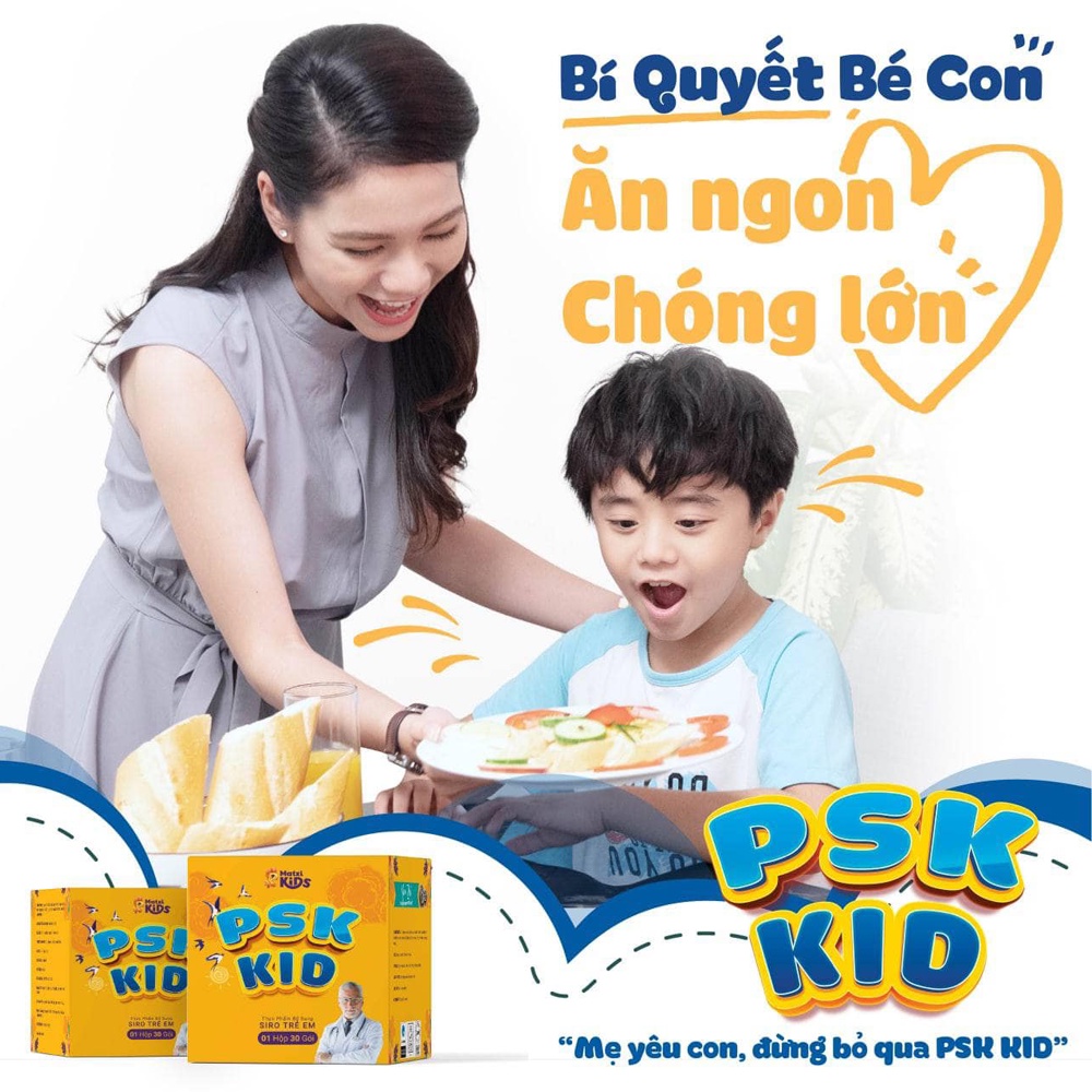 Siro trẻ em PSK KIDs - Bé ăn ngon tăng sức đề kháng - Hàng chính hãng Matxi Corp (Hộp 600gr - 30 gói)