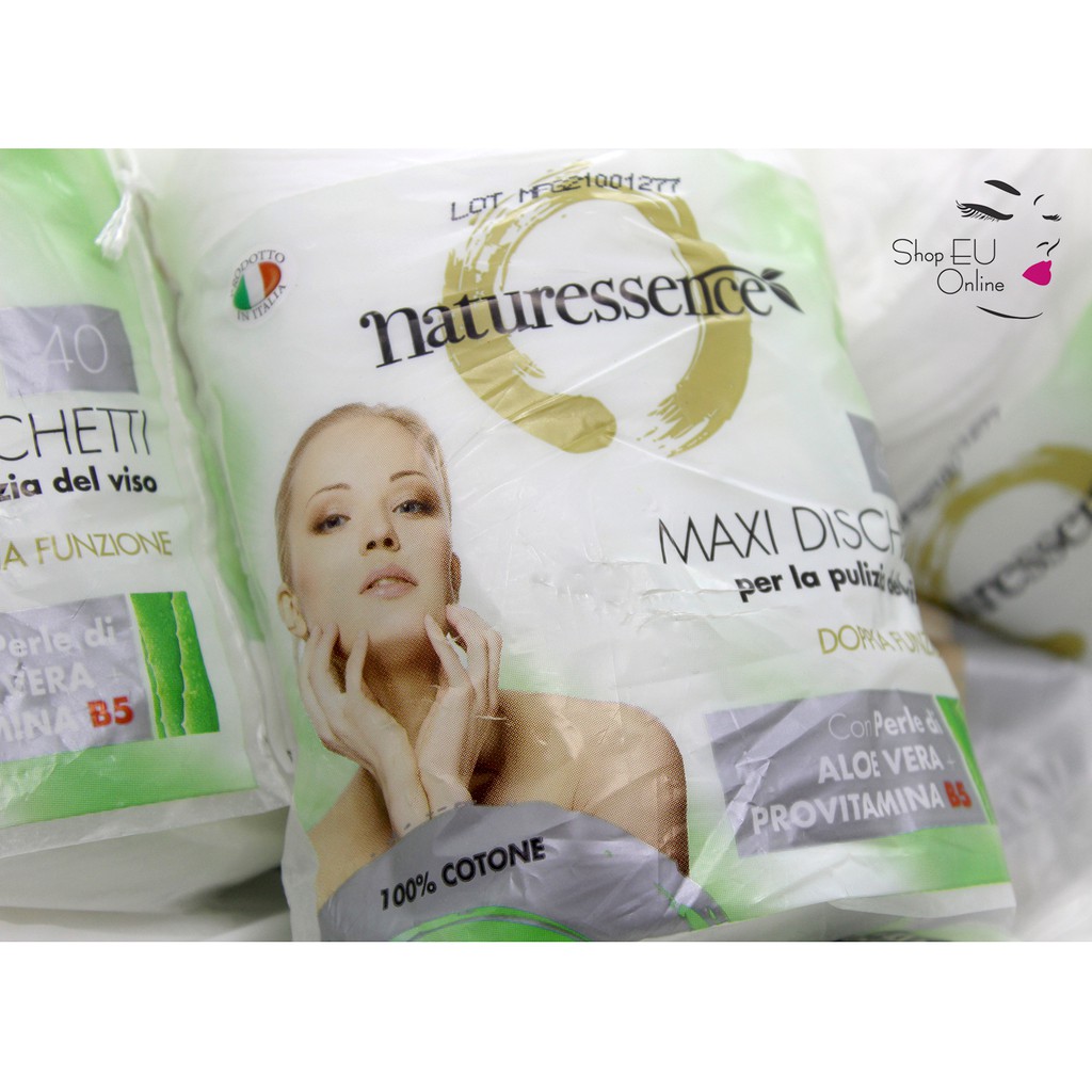 Bông tẩy trang Naturessence - 100% cotton - 120 miếng, 40 miếng - Italia