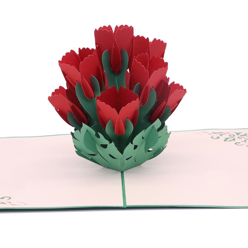 Thiệp nổi 3d Hoa Tulip, thiệp hoa, thiệp chúc mừng, quà tặng ý nghĩa, thiệp pop up - Paper Art Gift - PNP165