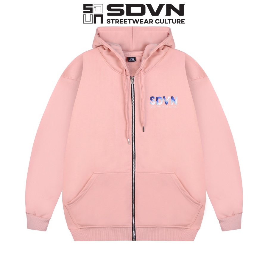 Áo Khoác Hoodie Zip Logo Unisex Nam Nữ Form Rộng Local Brand SDVN