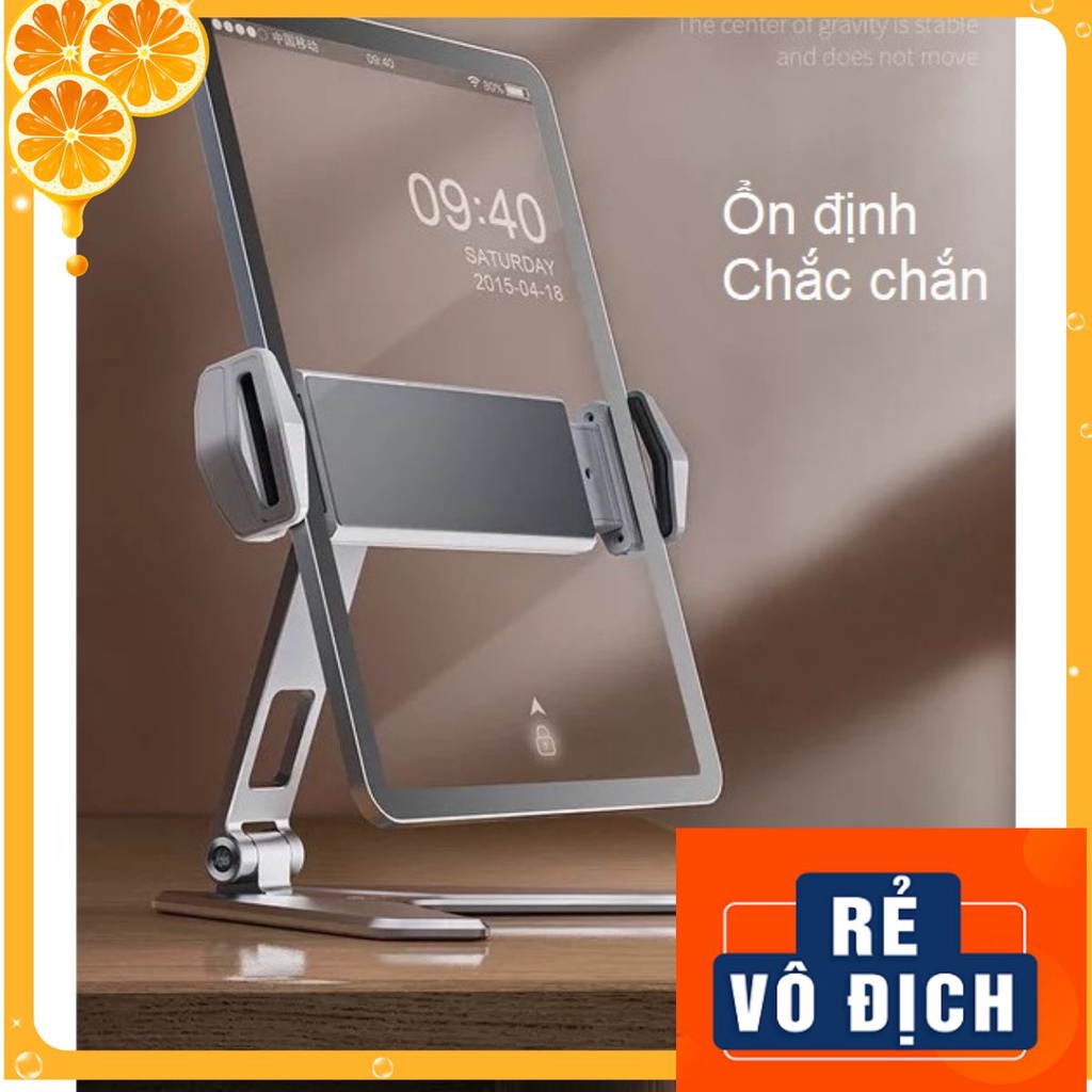 Giá kẹp đỡ ipad, máy tính bảng iPad, Galaxy Tab, tablet, điện thoại P15 cho iPhone hợp kim nhôm xoay 360 độ.