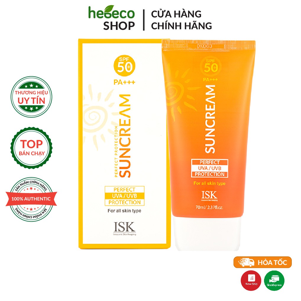 Kem chống nắng dưỡng ẩm và kiềm dầu ISK Perfect Protection Sun Cream SPF 50+/PA+++ 70ml - Hàn Quốc Chính Hãng