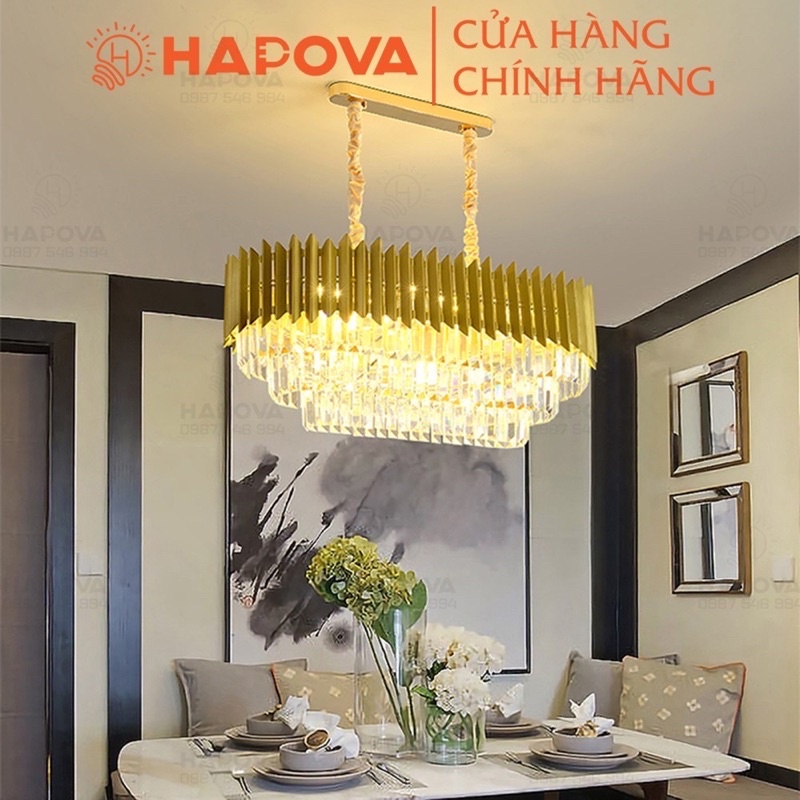 Đèn chùm pha lê trang trí phòng khách HAPOVA PEAL 0918 Kèm Bóng 3 Chế độ E14