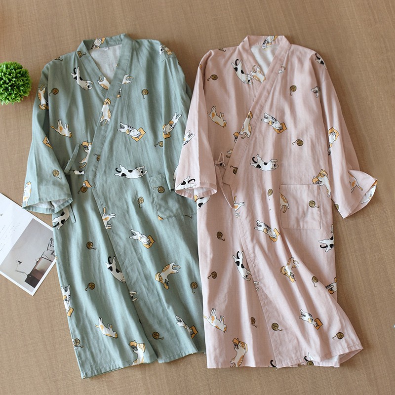 Pajamas chất liệu cotton phong cách kimono nhật bản thời trang unisex
