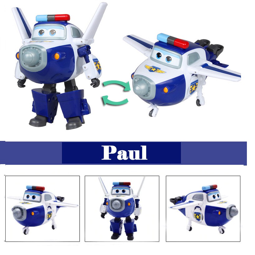 Đồ chơi super wings robot biến hình máy bay cỡ lớn nhân vật cảnh sát Paul