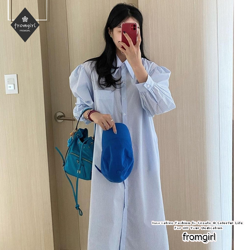 Áo Sơ Mi Dài Tay Dáng Rộng Xinh Xắn Theo Phong Cách Hàn Quốc