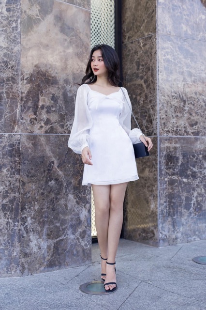 Đầm Jolies Tay voan 3 màu ĐỎ/ĐEN/TRẮNG