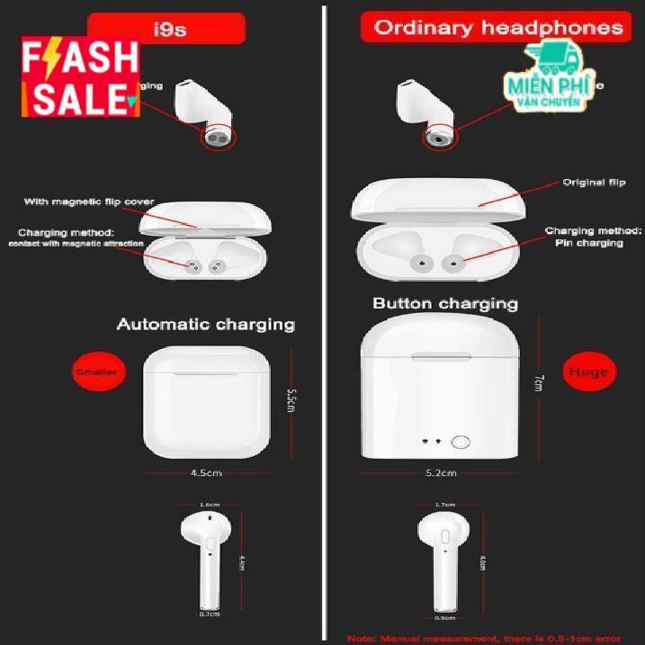Hot I9S Tai nghe Bluetooth Không dây I9S TWS Âm thanh cực hay dành cho iOS hoặc Android.