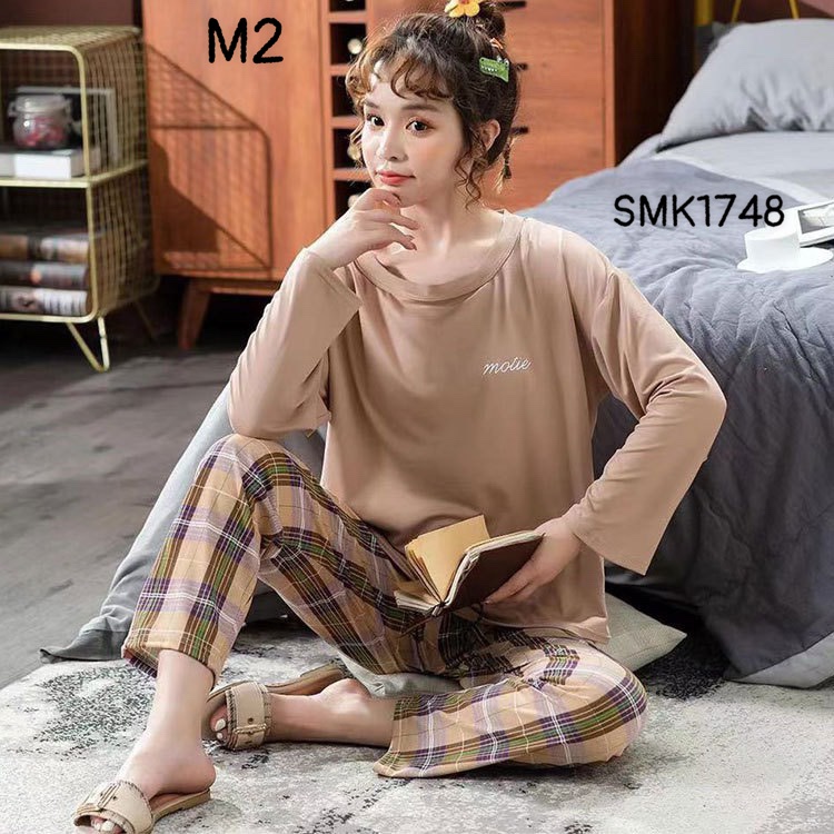 SMK1748- BỘ THUN SỮA MOTIE QUẦN KẺ