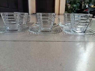 Bộ 6 tách đĩa cafe thủy tinh