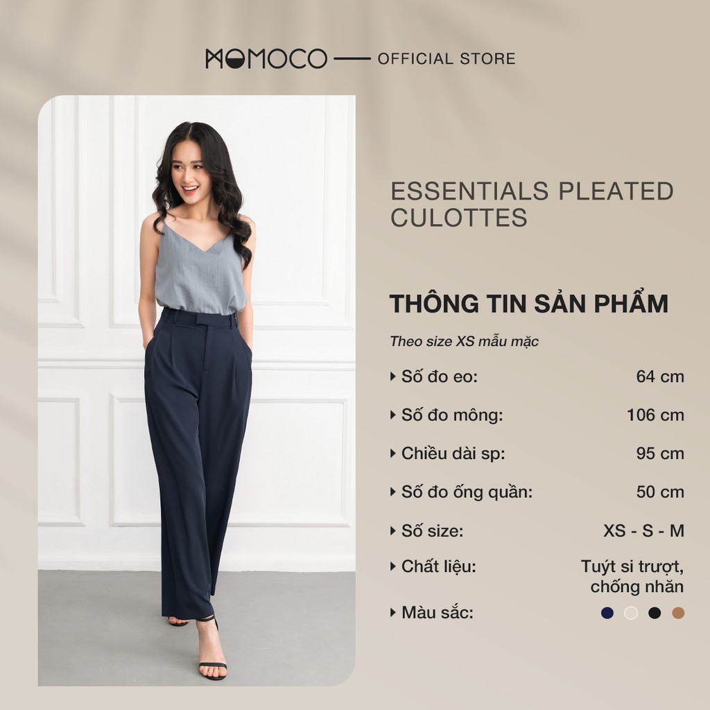 Quần Ống Suông Nữ 2 Ly MOMOCO Chất Tuýt Si Không Nhăn, Cạp Có Đỉa Giữ Form Pleated Culottes M2775