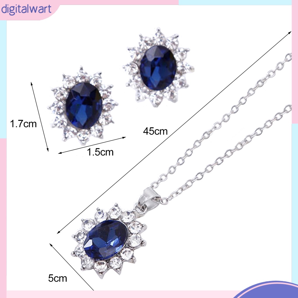 Bộ Vòng cổ + Bông Tai Đính Đá Sapphire Sang Trọng Cho Nữ