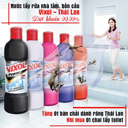 [CÓ QUÀ TẶNG] Nước tẩy rửa nhà tắm, bồn cầu Vixol Thái Lan 900ml