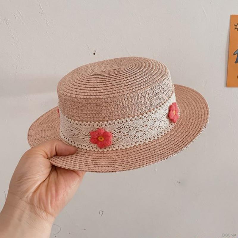 Mũ Cói Chống Nắng Phối Ren Hoa Thời Trang Mùa Hè Cho Bé