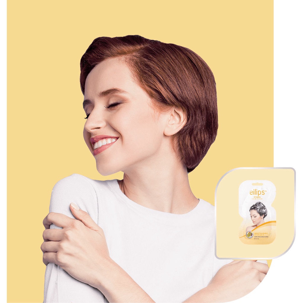 Set Kem Ủ Tóc Bóng Mượt Ellips Vitamin Hair Mask Smooth &amp; Shiny 20Gx4