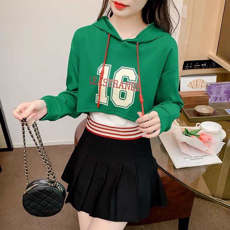 Bộ Áo Sweater Mỏng Có Mũ Phối Quần Short Lưng Cao Thiết Kế Ngọt Ngào Cho Nữ